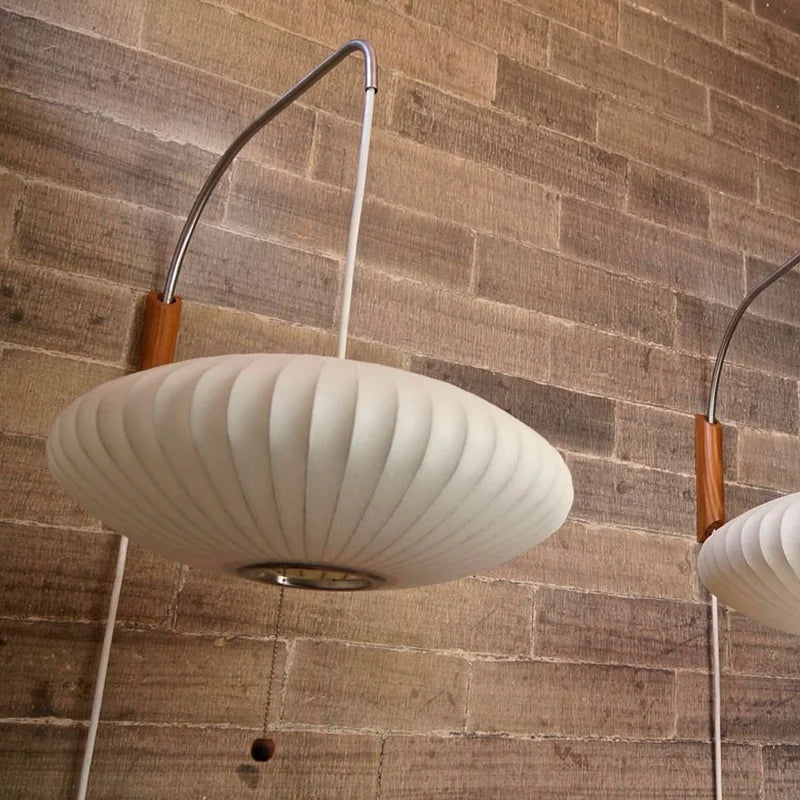Japandi Design Nelson Wall Lamp - Hand-Woven Silk Light for Elegant Living Room and Bedroom Decor