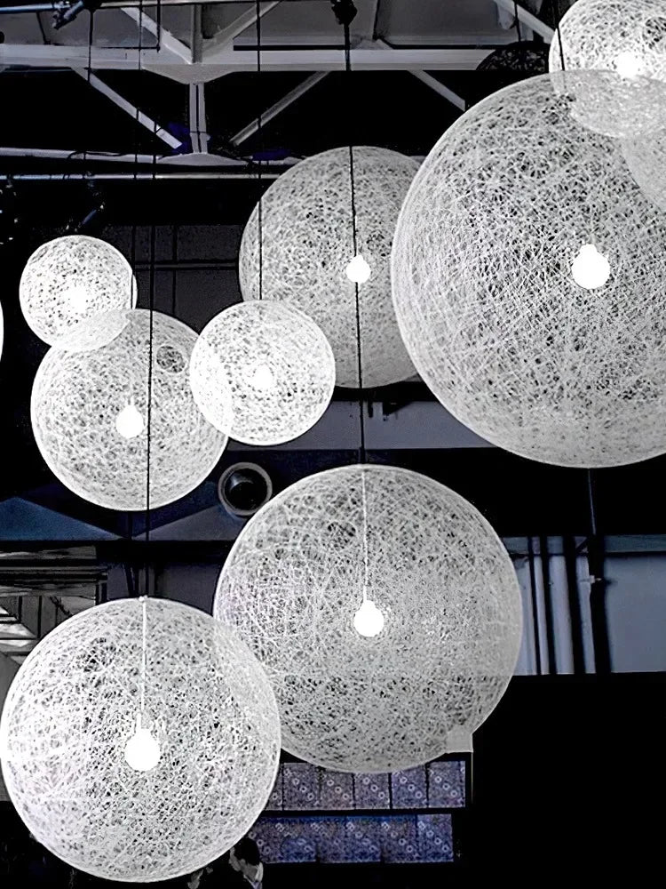 Nordic Rattan Weaving Spherical Chandelier Led Pendant Lights For Living Room Loft Hanging Lamp Home Decorations Lustre Fixtures
