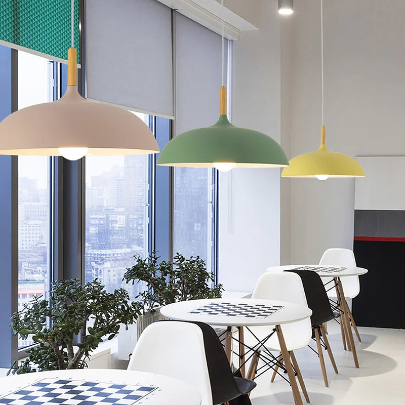 Minimalist Modern Pendant Lamps - Wood & Aluminum Lampshade Hanging Lights for Artistic Fashion Decor