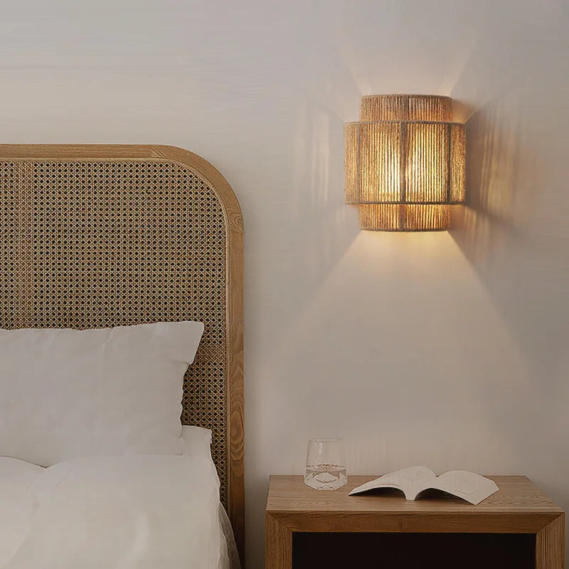 Retro Bohemian Rattan Wall Lamp - Artistic Lighting for Bedroom, Restaurant, and More