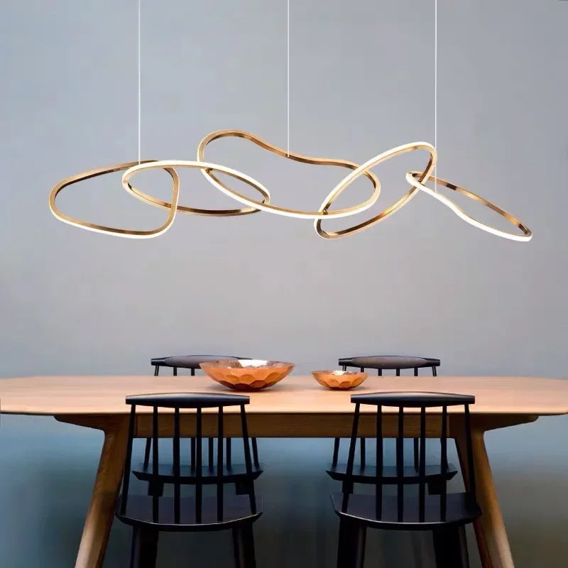 Modern Rose Gold LED Chandeliers - Elegant Lighting for Living and Dining Room Decor