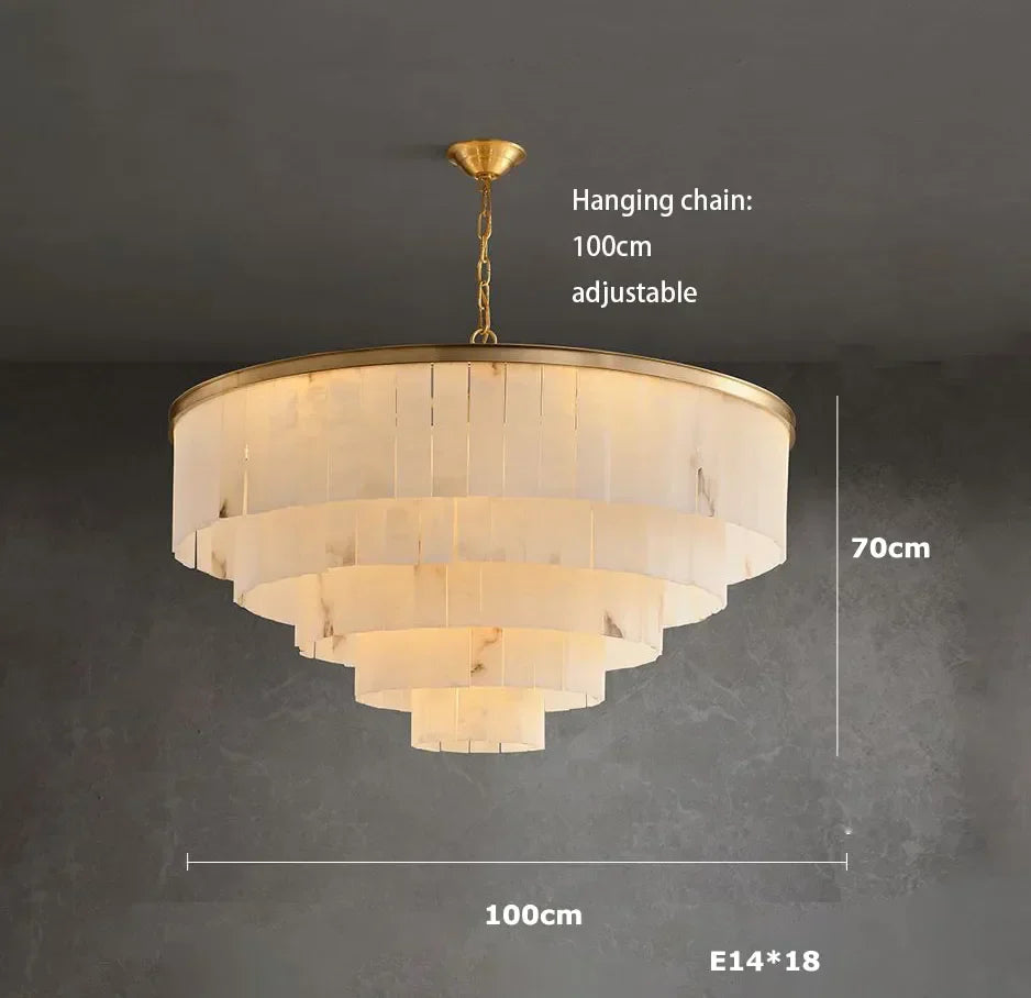 Modern Natural Marble LED Living Room Chandeliers - Elegant Lighting Fixtures for Staircases, Lofts, and Dining Rooms