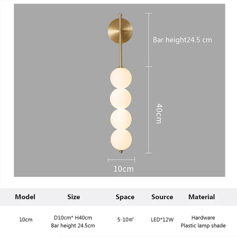 Nordic Wind Gourd Wall Lamp - Minimalist LED Milky White Light for Living Room, Study, Bedroom, Bedside, Home Decoration