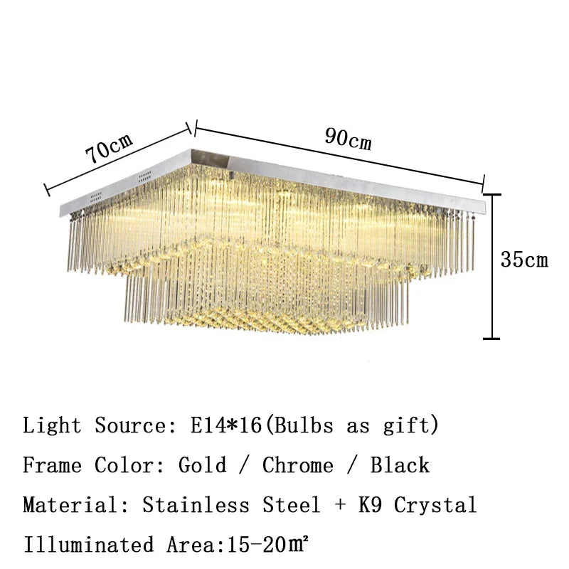 Luxury Chrome LED Ceiling Lights - Modern Elegance for Living Rooms with Crystal Accents