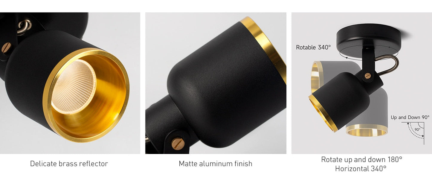 Emily's Nordic LED Ceiling Spotlight - Adjustable 60° Surface Mounted Light