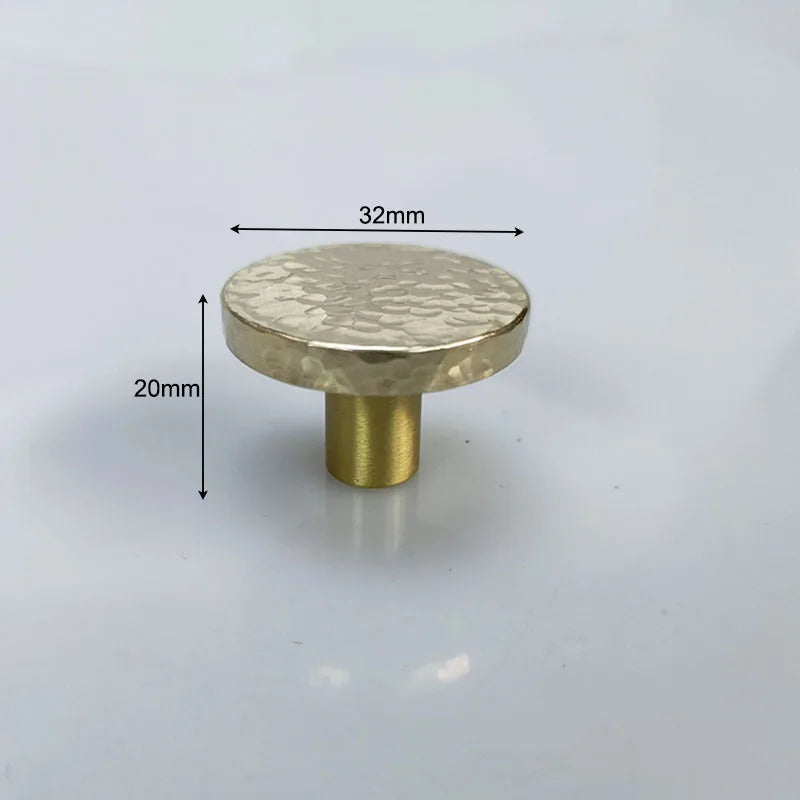 Hammered Brass Cabinet Handles – Light Gold Wardrobe Knobs and Drawer Pulls for American/Nordic Furniture