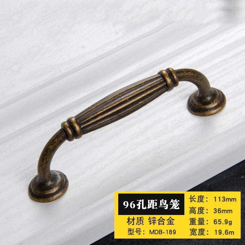 Antique Bronze Cabinet Handles - Retro Drawer Pulls, Vintage Zinc Alloy Kitchen Hardware for Furniture, Dresser, and Locker