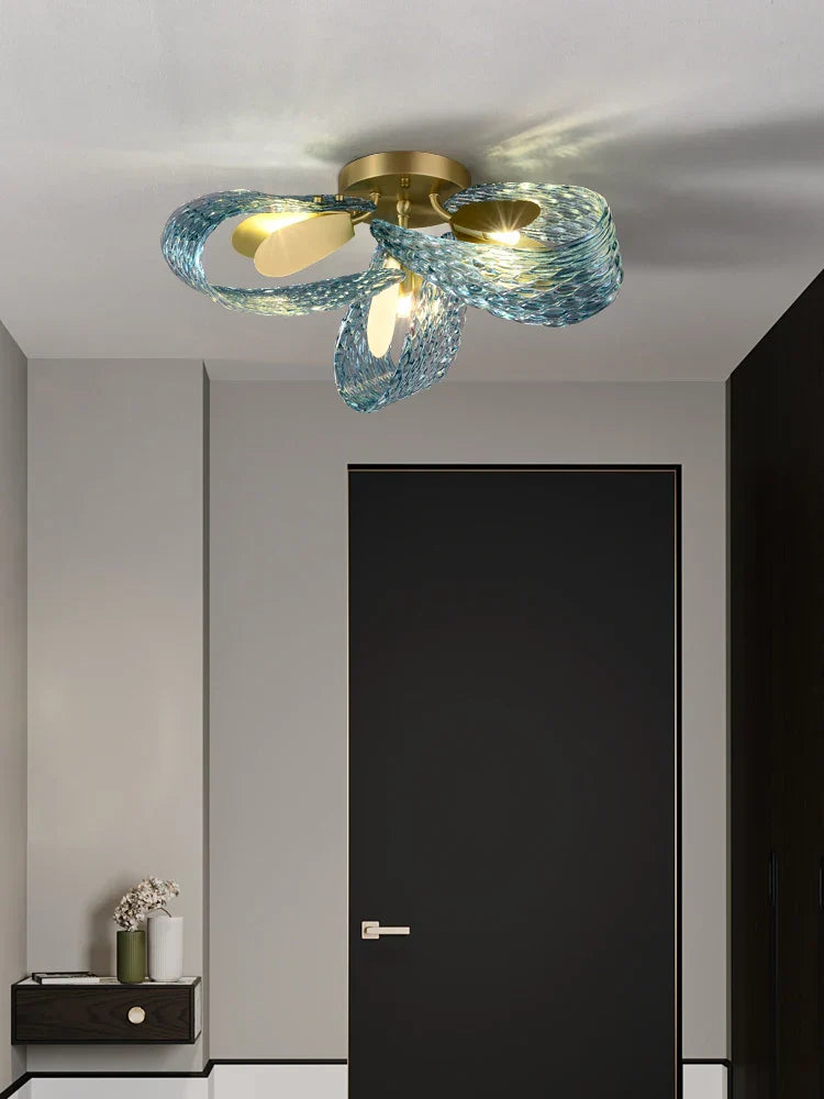 Modern Glass Decorative Ceiling Lights - Light Luxury Design in Yellow, Copper, and Blue for Bedrooms, Living Rooms, and Dining Areas