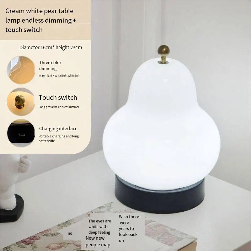 LED Cream Pear Table Lamp - Elegant Bedroom and Living Room Decor Light