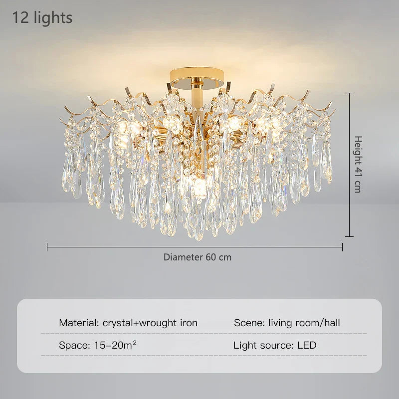 Elegant French Light Luxury Crystal Chandelier - Ideal for Atmosphere in Living and Dining Rooms - New Nordic Design
