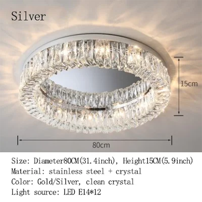 Simple Modern Clean Crystal Ceiling Lamp - New Design Light Luxury for Living Rooms and Bedrooms - Available in Gold and Silver - Nordic Style Elegance