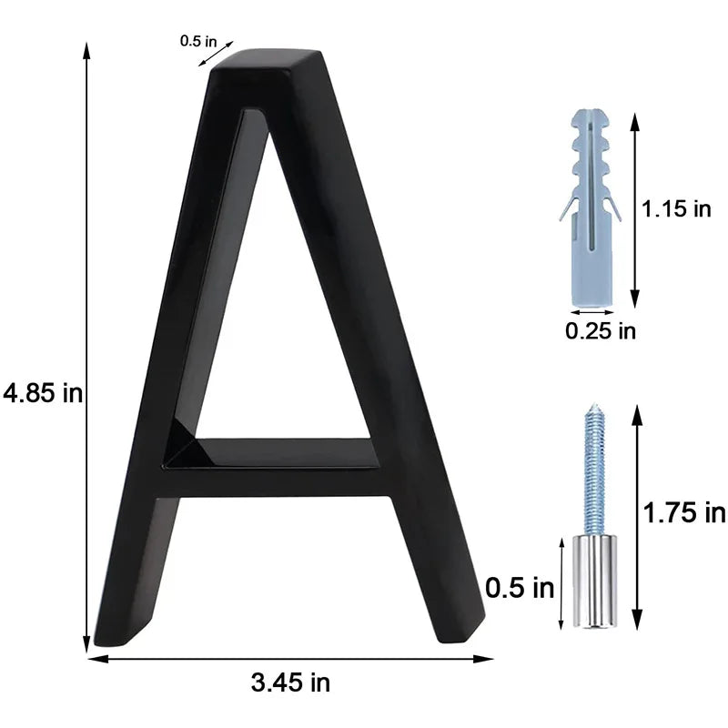 125mm 3D Black Zinc House Numbers – Arabic Numerals with Floating Doorplate Holder