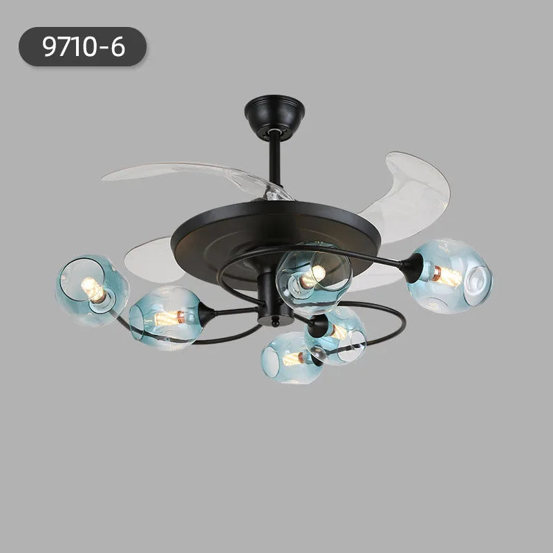 NEW Invisible Fan Light - Minimalist Living Room Ceiling Fan with Glass Lampshades and Remote Control