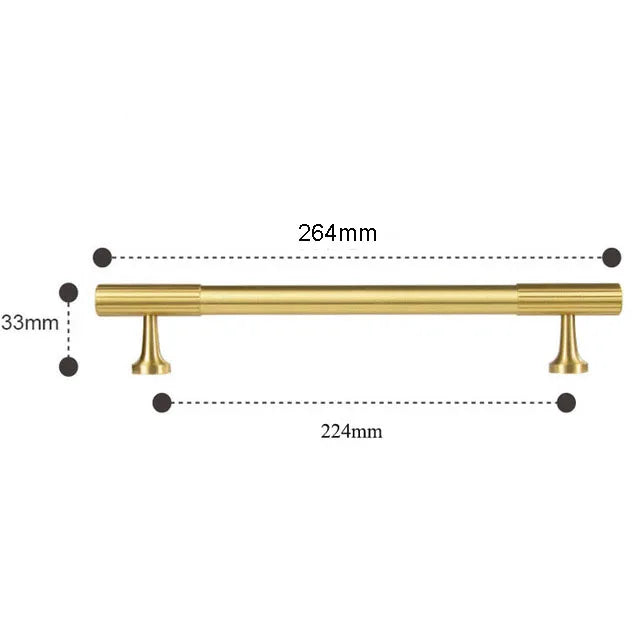 Solid Brass Art Deco Kitchen Cabinet Handles – Knurled T-Bar and Wardrobe Pulls