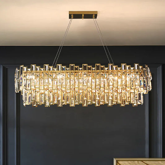 Luxury Golden Crystal LED Ceiling Lamp - Modern Round Ceiling Chandelier for Dining and Living Rooms