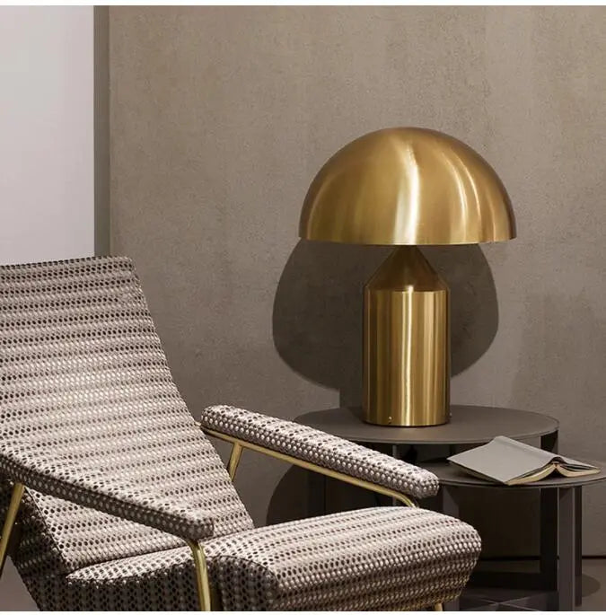 Electroplated Nordic Mushroom Table Lamp - Modern LED Desktop Decor for Living, Dining, and Bedrooms