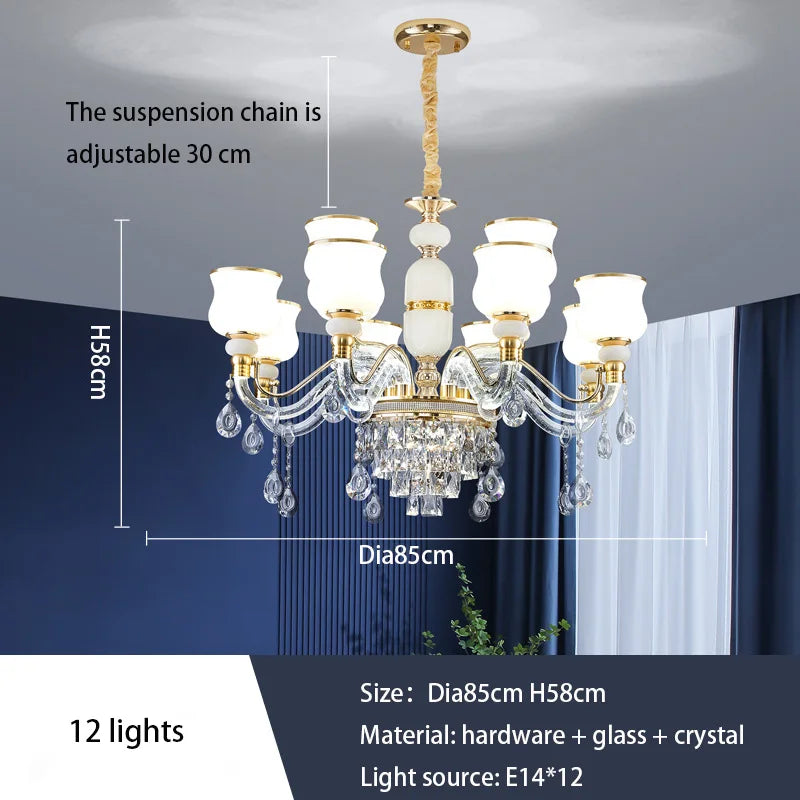 Elegant European Style Crystal Chandelier - Luxury Main Light for Living Rooms, Dining Rooms, and Villa Halls