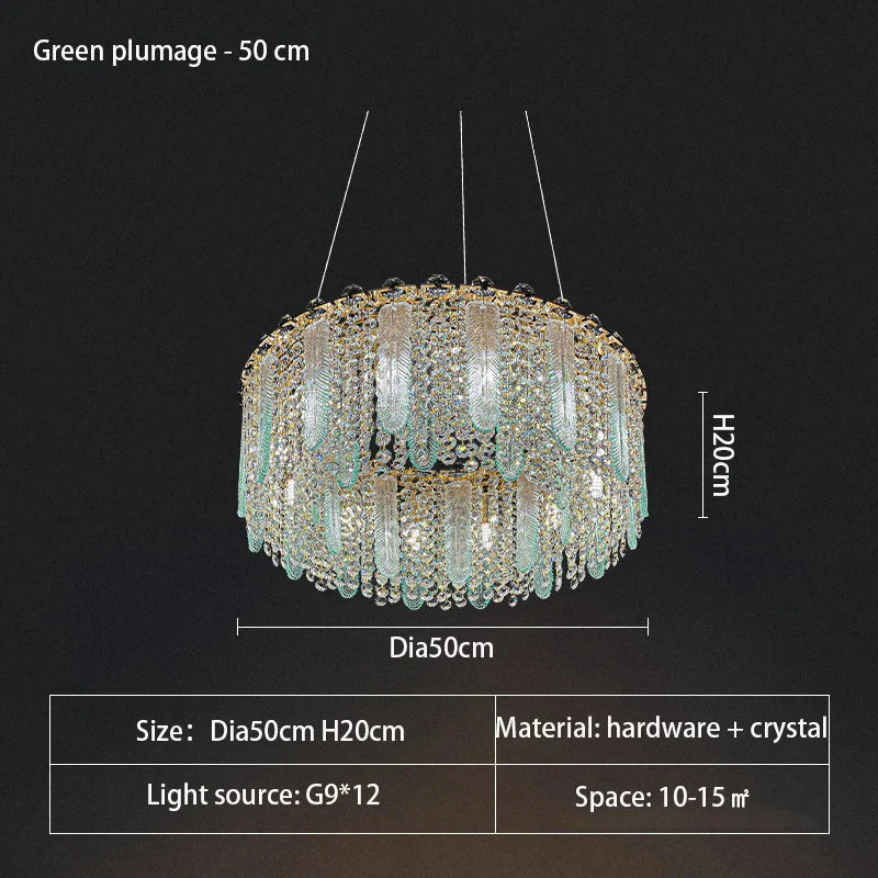 Elegant Feather Crystal Chandelier - A Light Luxury Masterpiece for Bedrooms, Living Rooms, Restaurants, and Villas