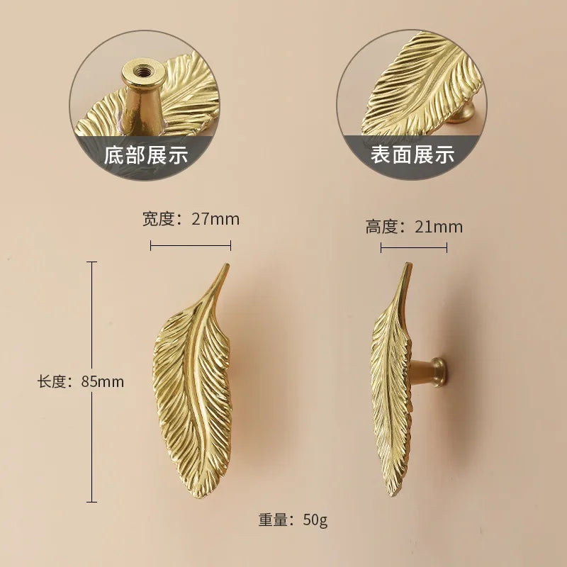 Luxury Brass Flower and Leaf Cabinet Handles – Chinese-Style Decorative Pulls for Wardrobes and Drawers
