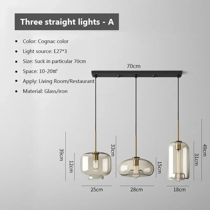 Nordic Glass LED Pendant Light - Versatile Single/Multi Head Chandelier for Home Decor