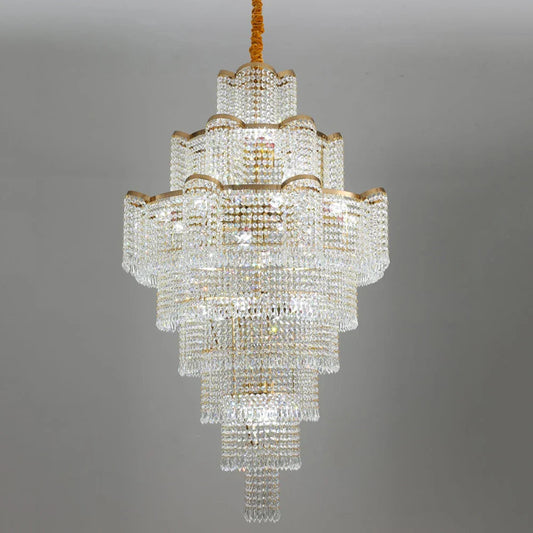 Modern Luxury Long Chandelier - Opulent Illumination for Staircases, Villa Lobbies, High Ceilings, and Grand Spaces