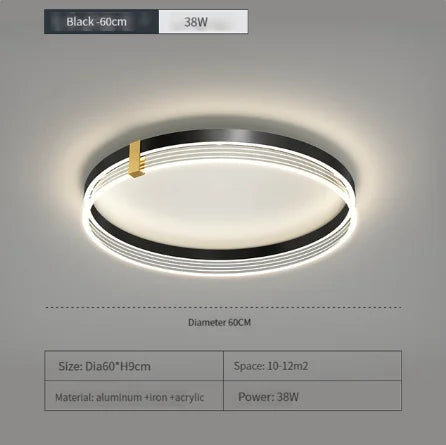Modern Minimalist LED Bedroom Ceiling Lamp - Round LED Ceiling Lights with Remote Control for Home Indoor Decoration Lighting Fixtures