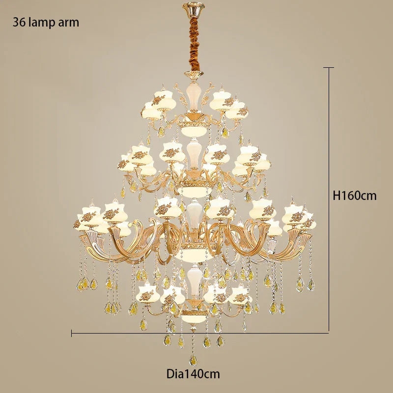 European-Style Duplex Building Large Chandelier - Villa Elegance for Spacious Living and Hotel Grandeur
