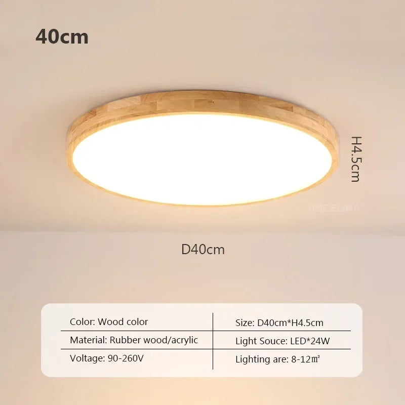 LED Ultra-thin Ceiling Lamp - Nordic Wooden Decorative Lamp - Perfect for Bedroom, Living Rooms, Balcony, and Corridor - Modern Iron and Acrylic Lighting Fixture