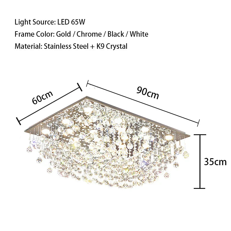 Modern LED Crystal Ball Rectangle Ceiling Lights - Contemporary Elegance for Living Rooms and Beyond