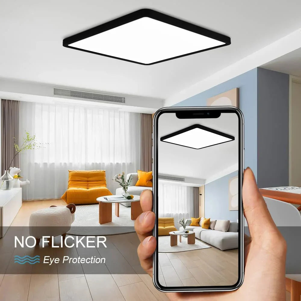 Smart LED Ceiling Lamp - 20-inch Ultra-Thin Lighting Fixture for Living Room, Bedroom, and Balcony