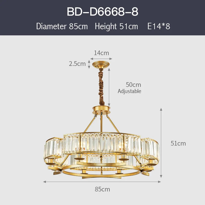 Zoe's K9 Crystal Modern Glass Chandelier - Copper Luxury Hanging Lamp