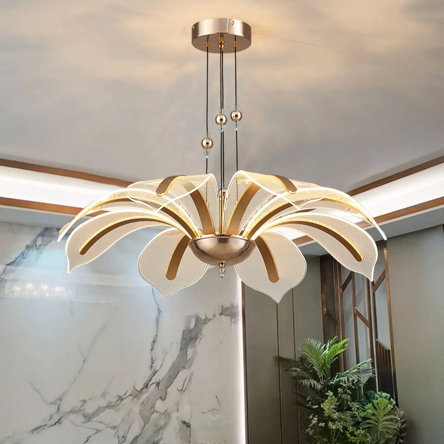 Modern LED Night Primrose Petals Ceiling Chandelier - Minimalist Elegance for Living, Dining, and Bedrooms