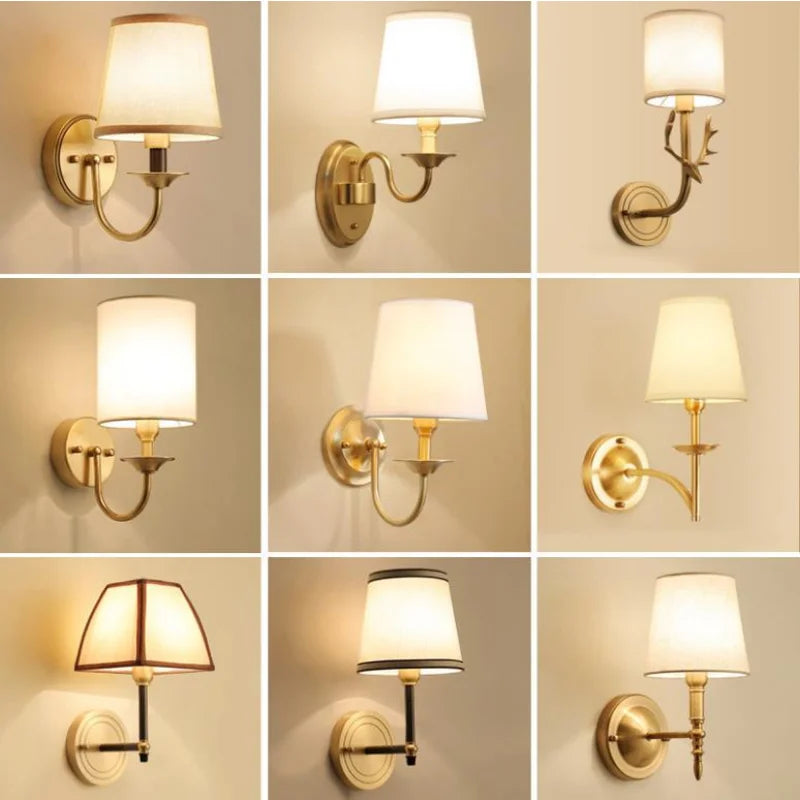 Eleanor - Full Copper American Wall Lamp Bedroom Bedside Lamp European Lighting Modern Simple Living Room Creative Corridor