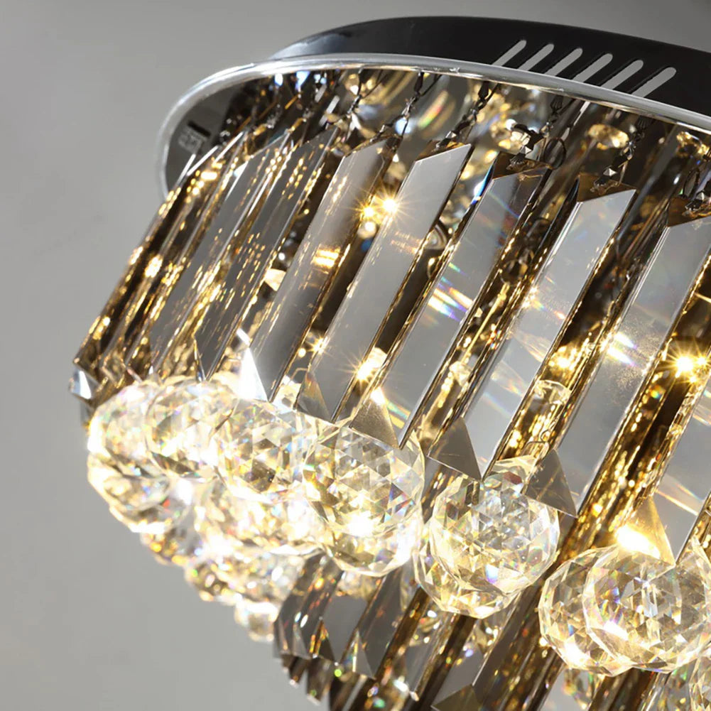 Modern LED Crystal Ceiling Chandelier - Creative Home Decor Lamp in Round Luxury Design (Black, Gold, Silver)