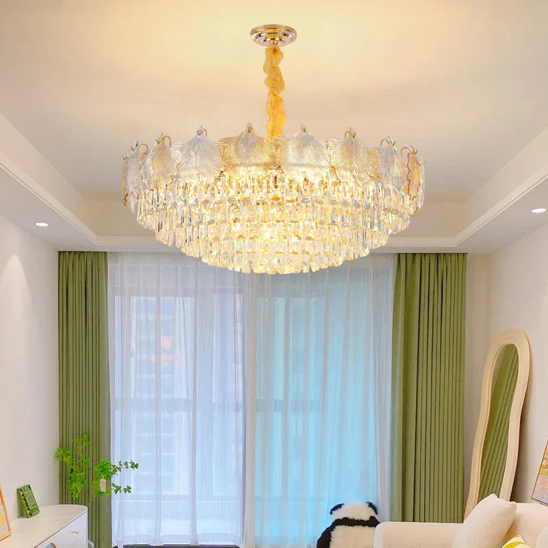 Elegant Crystal Ceiling Chandelier with LED Lighting - Luxury Home Decoration for Living Rooms, Bedrooms, and Restaurants