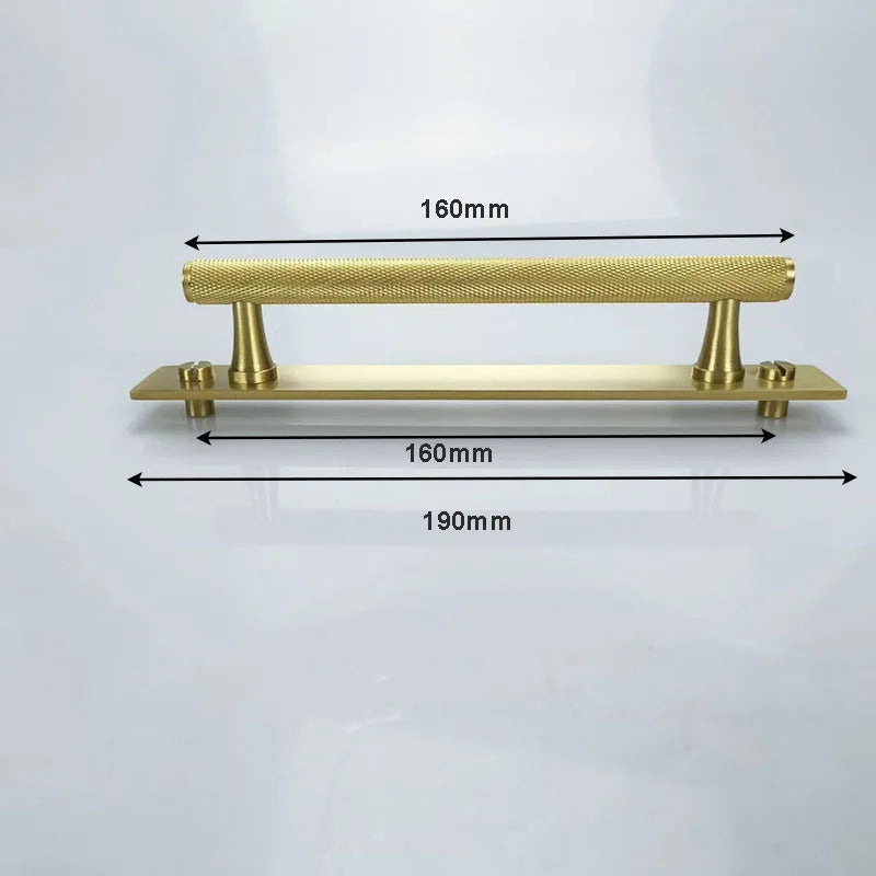 Gold Brass Handle with Plate – Knurled Cabinet Knobs and Modern Furniture Pulls