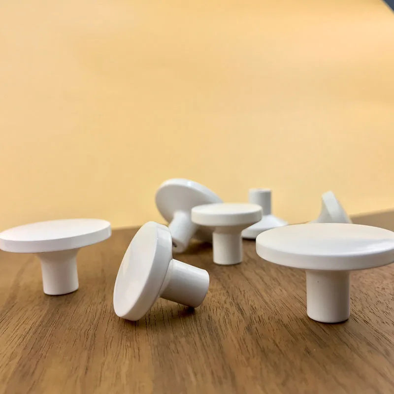 White Brass Cabinet Knobs – Round Drawer Pulls for Wardrobes and Furniture Doors