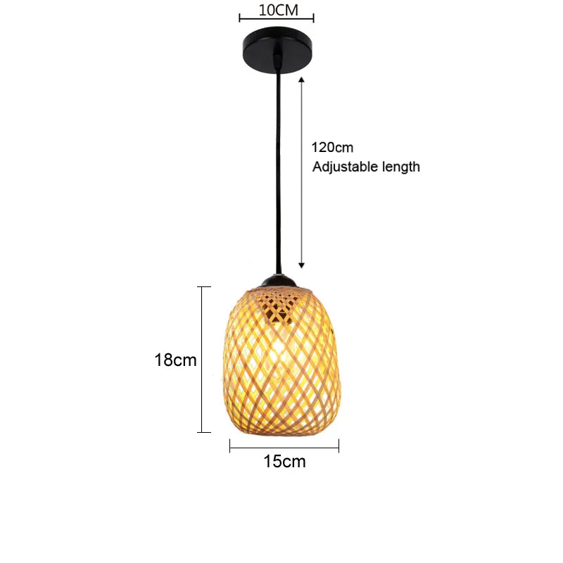 Asian-Inspired Rattan Woven Bamboo Chandelier - Artistic Ceiling Lamp for Home, Cafe, and Restaurant Decor