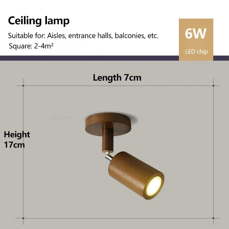 Rotatable Wooden Ceiling Lights - Adjustable Spotlight for Living Room, Bedroom, Dining Room, and Cloakroom