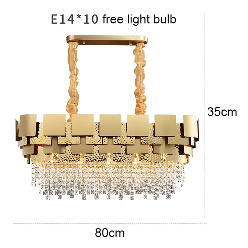 Modern Golden Stainless Steel Chandelier - Elegance for Living and Dining in Villas and Duplex Buildings