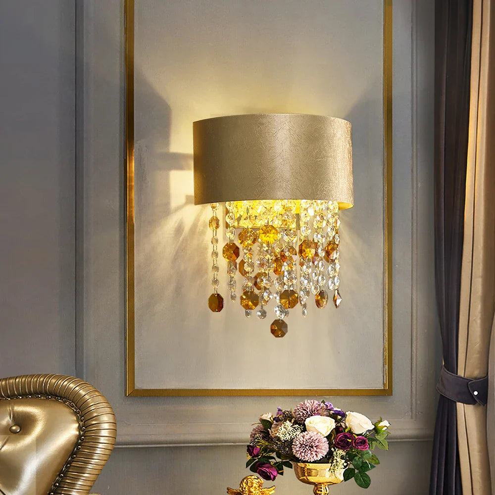 Ricardo - New Modern Bedroom Golden Retro Wall Lamp - Elevate Your Space with Luxury Crystal Lighting