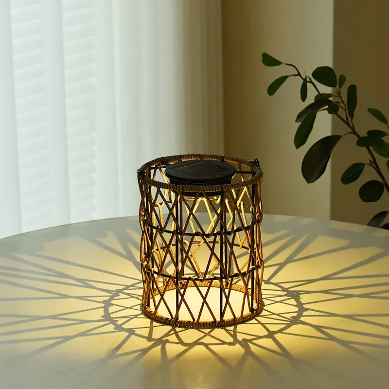 Imitation Rattan Solar Landscape Lamp - Waterproof Yard Lantern for Outdoor Decor