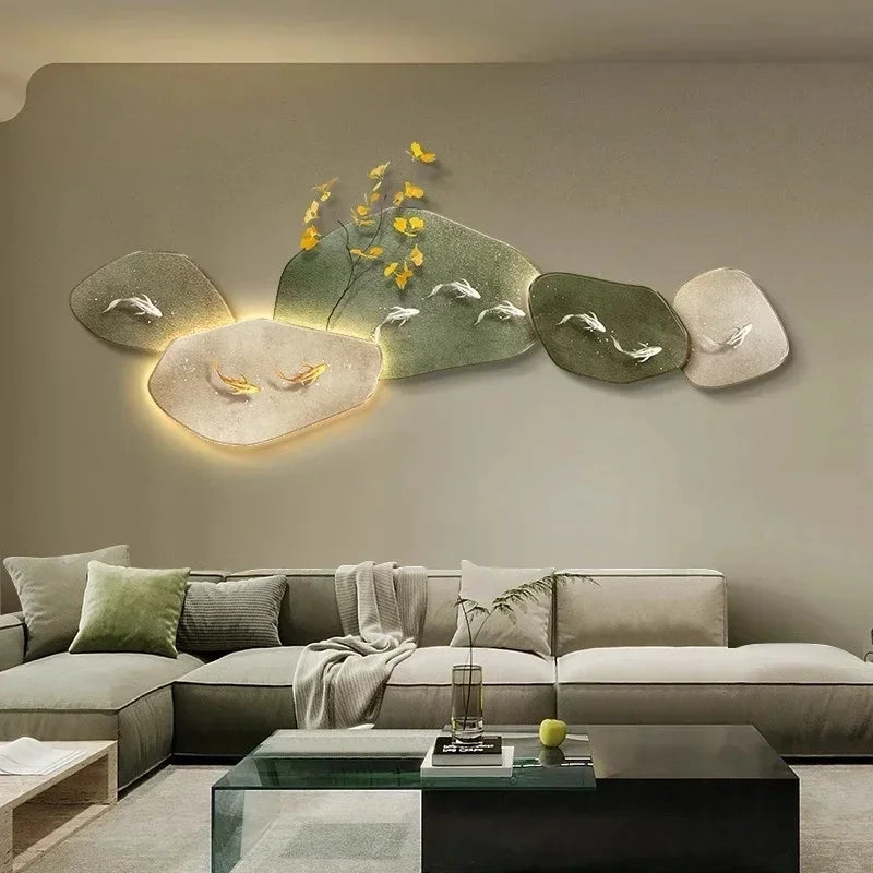 Dlight Decor 3D Nine Fish Wall Lamp Mural Art