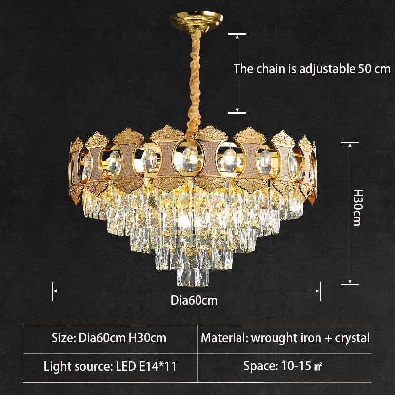 Elegant Golden Crystal Chandelier - Perfect for Master Bedrooms, Living Rooms, and Dining Rooms, Creating an Atmosphere of Simplicity and Light Luxury