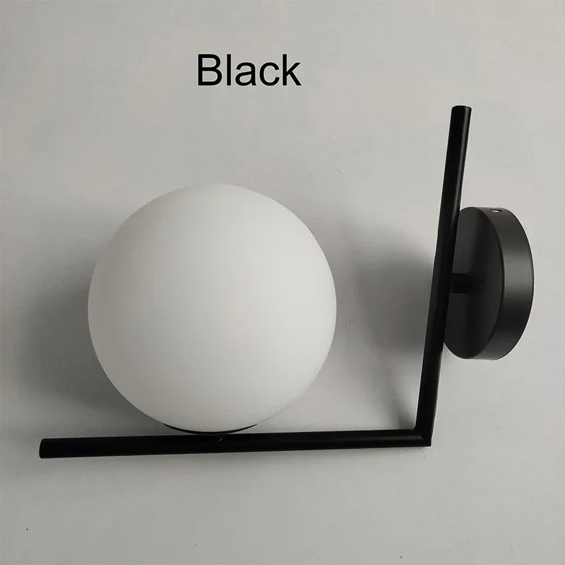 Modern Gold Wall Lamp - Stylish Wall Sconce with Bean Glass Ball Design - LED Round Ball Wall Light for Foyer, Bedroom, Bedside, Corridor, Loft