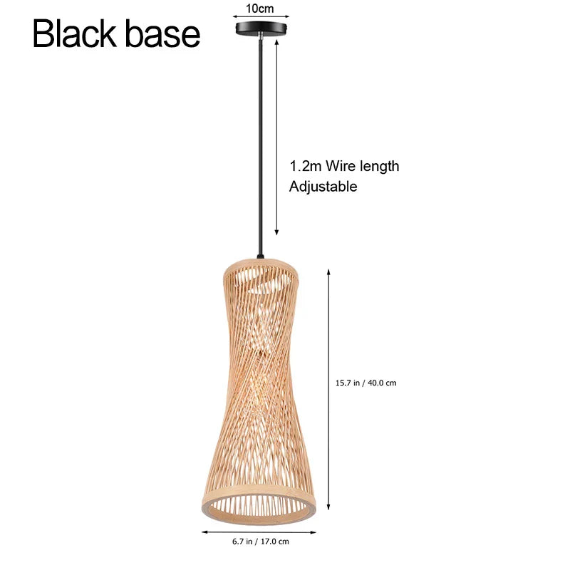 Asian-Inspired Rattan Woven Bamboo Chandelier - Artistic Ceiling Lamp for Home, Cafe, and Restaurant Decor