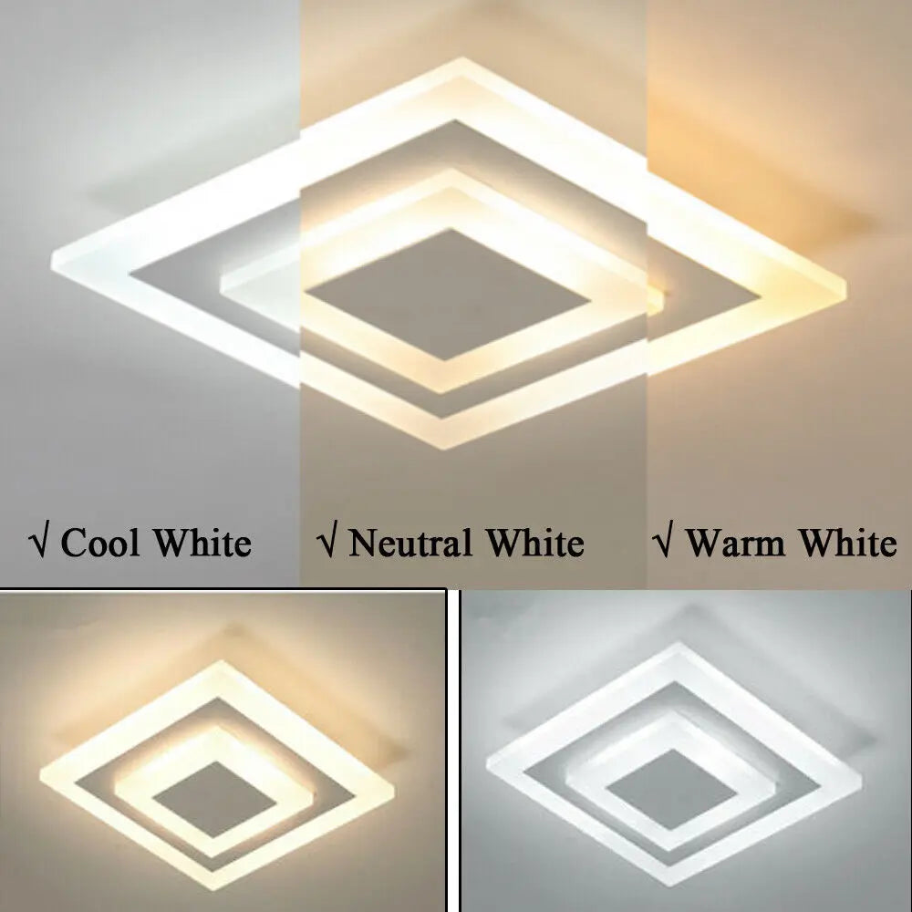 Elegant LED Acrylic Ceiling Light - Dimmable Lighting Fixture for Living Room, Bedroom, and More