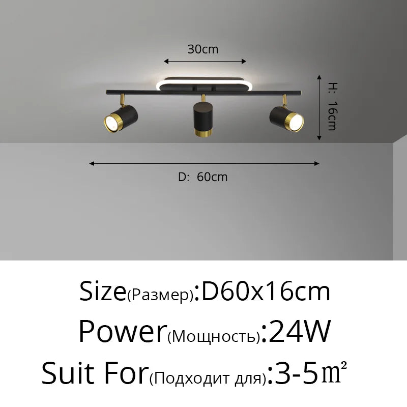 Corridor LED Chandelier With Spotlights - Nordic Strip Ceiling Lamp - Perfect for Living Room, Bedroom, Balcony - Home Decor Lighting Fixtures