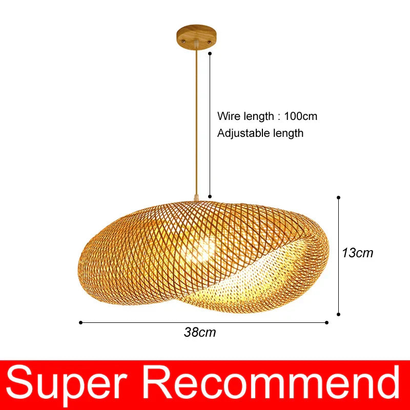 Asian-Inspired Rattan Woven Bamboo Chandelier - Artistic Ceiling Lamp for Home, Cafe, and Restaurant Decor