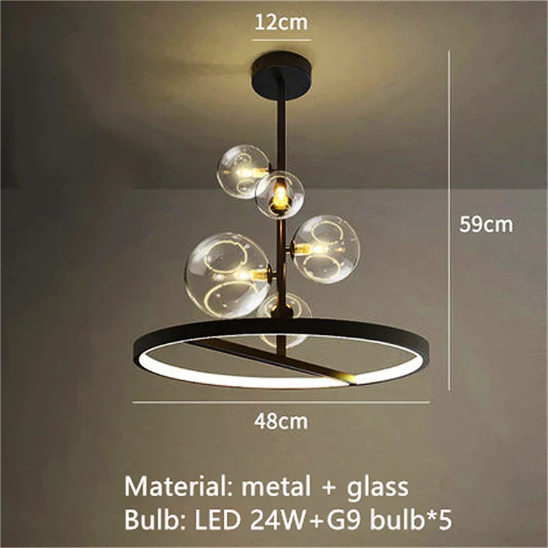 Designer Bubble Ball Chandelier - Nordic Glass Lighting for Dining, Living Room, and Bar